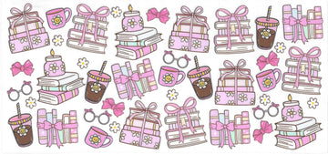 222 - Books & coffee UV-DTF 16oz Cup Wrap