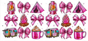 1374 - Camping Pattern UV-DTF 16oz Cup Wrap