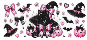 1666 - Black cat UV-DTF 16oz Cup Wrap