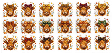 1672 - Fall highland cow UV-DTF 16oz Cup Wrap
