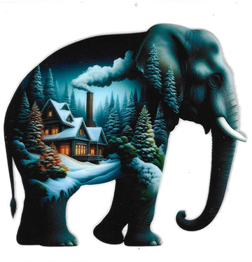 D284 - Elephant winter scene UV-DTF decal