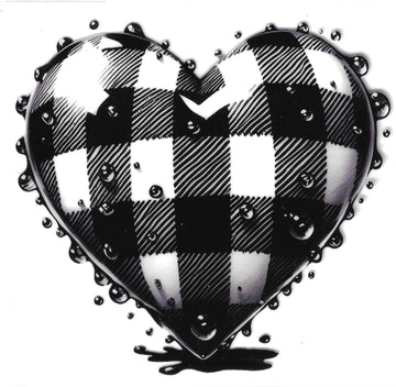 D303 - Checkered heart UV-DTF decal
