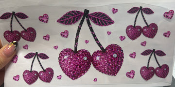 3904 - Diamond cherry UV-DTF 16oz Cup Wrap
