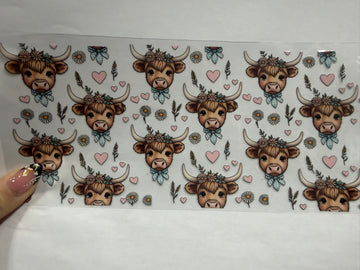 3404 - Highland cows pattern UV-DTF 16oz Cup Wrap