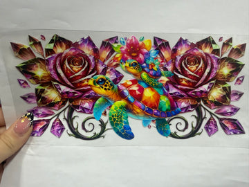 3407 - Rose sea turtle UV-DTF 16oz Cup Wrap