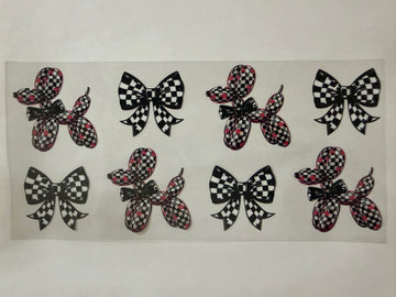 3487 - Checkered balloon dog UV-DTF 16oz Cup Wrap