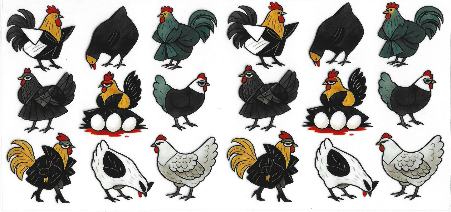 439 - Chickens UV-DTF 16oz Cup Wrap