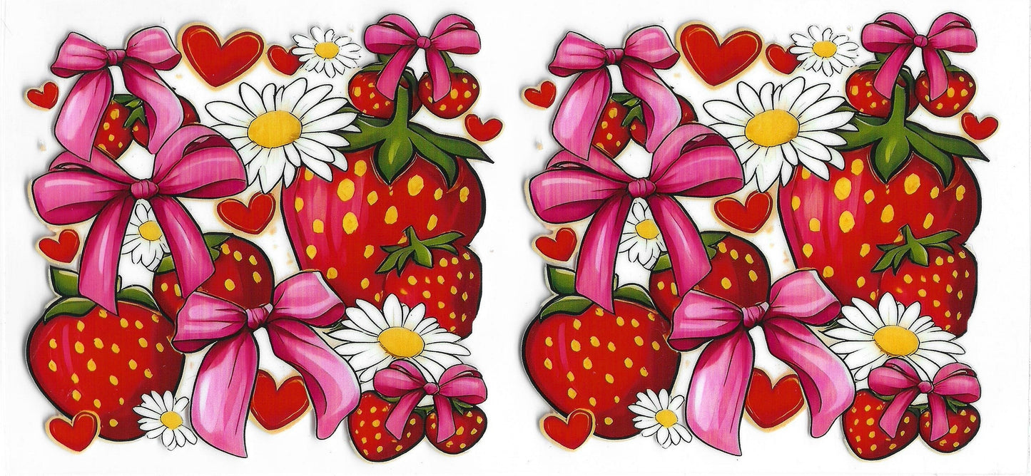 438 - Strawberries UV-DTF 16oz Cup Wrap