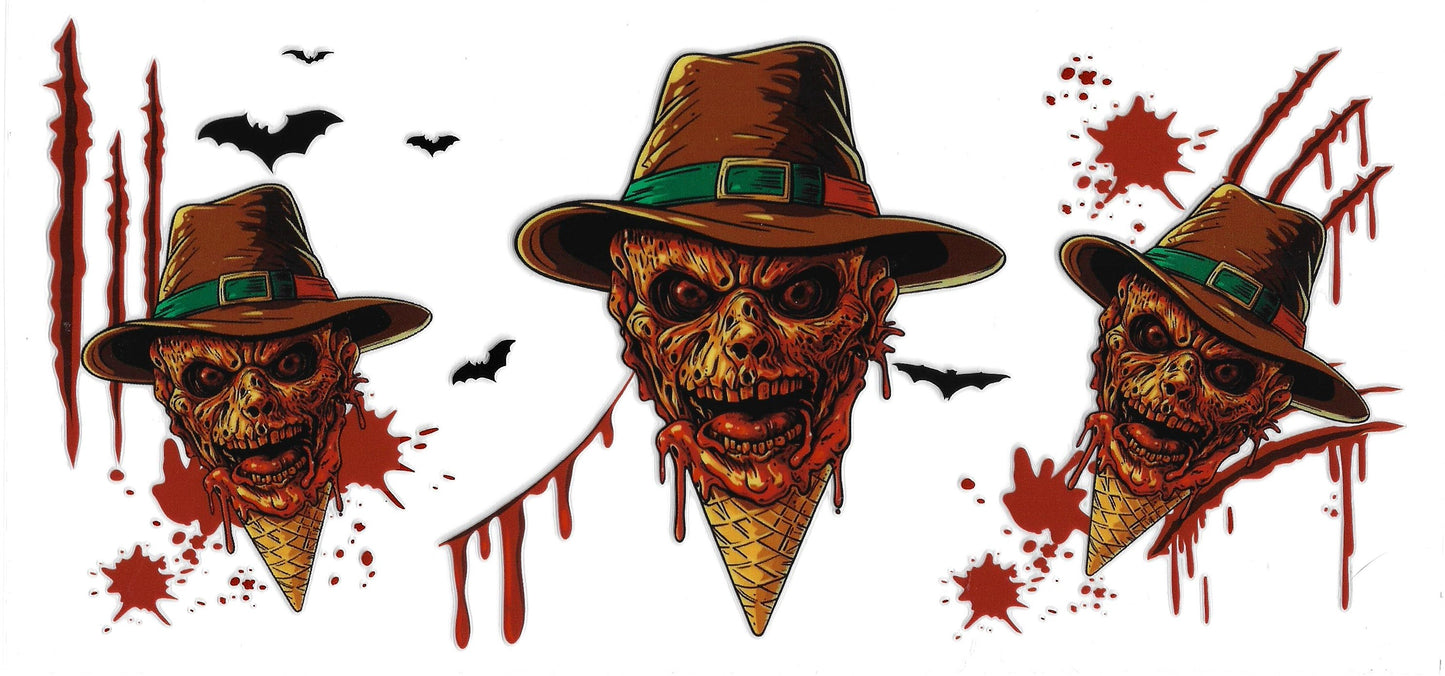 492 - Freddy Kruger Ice Cream UV-DTF 16oz Cup Wrap