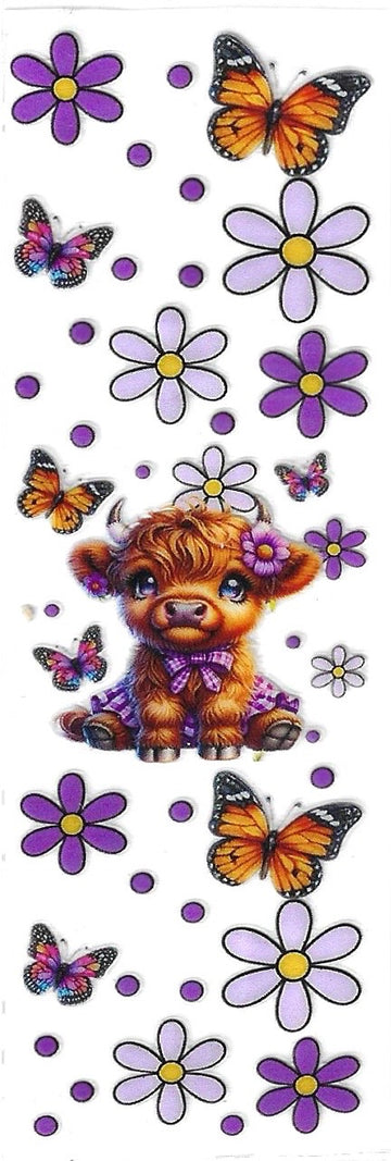Purple floral highland cow pen wrap