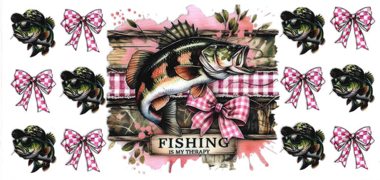 312 - Fishing is my therapy UV-DTF 16oz Cup Wrap