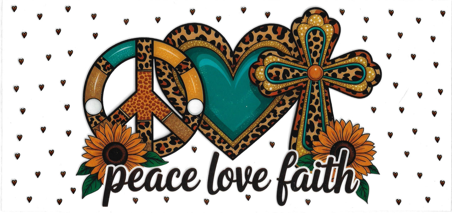 267 - Peace love faith UV-DTF 16oz Cup Wrap