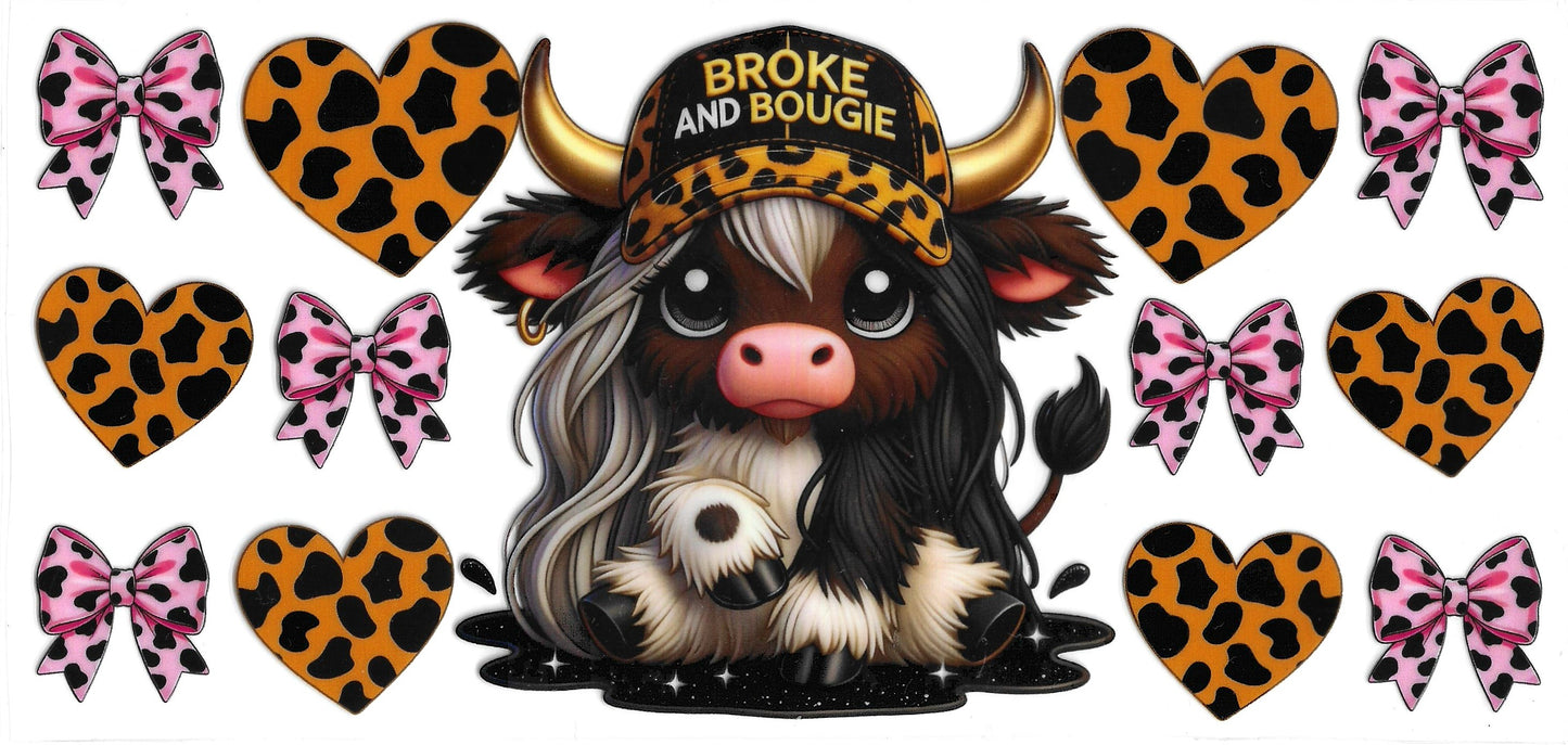 263 - Broke & Bougie Highland Cow UV-DTF 16oz Cup Wrap