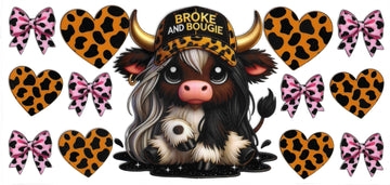 263 - Broke & Bougie Highland Cow UV-DTF 16oz Cup Wrap