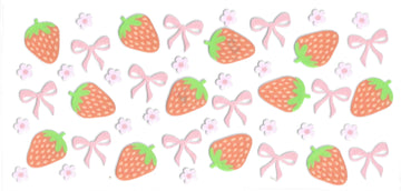 262 - Strawberries & Bows UV-DTF 16oz Cup Wrap