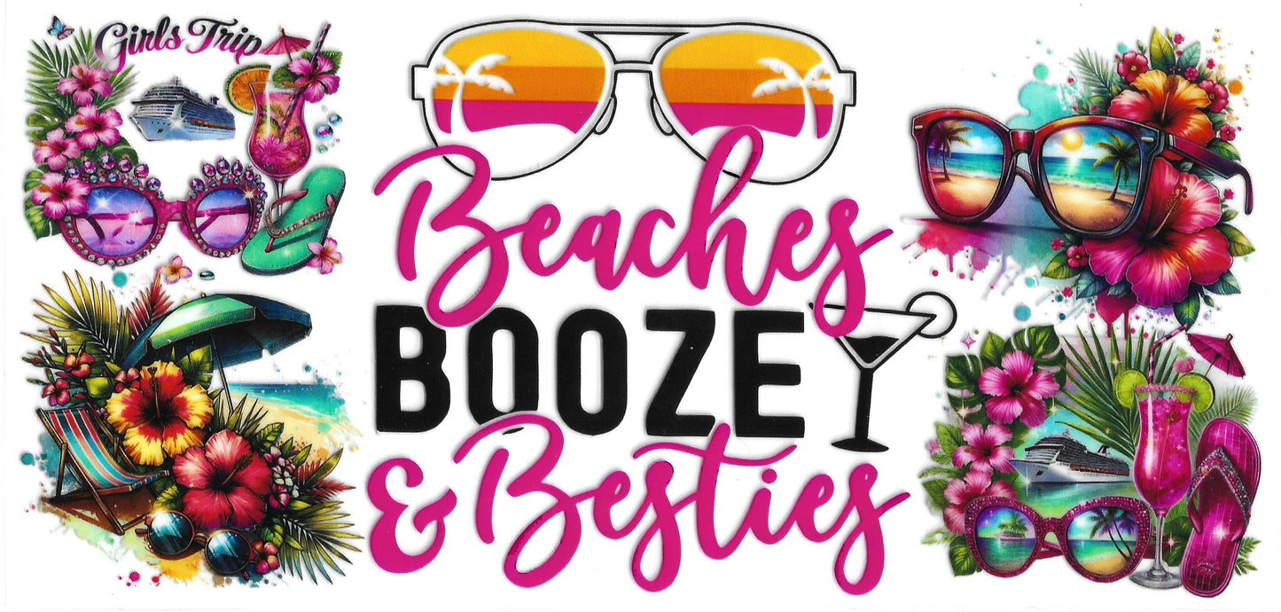 341 - Beaches Boozey & Besties UV-DTF 16oz Cup Wrap