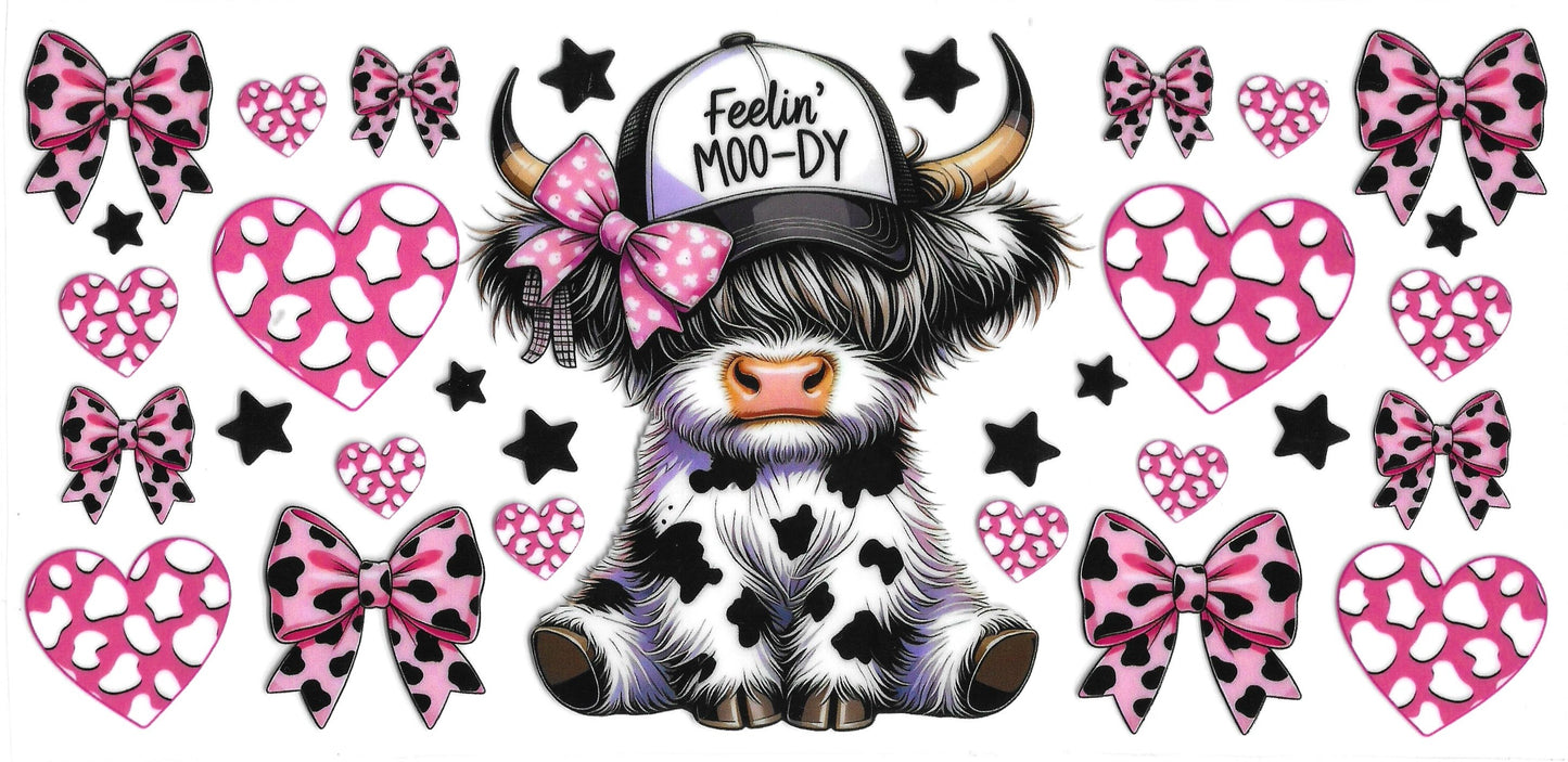 252 - Feelin' Moo-dy Highland Cow UV-DTF 16oz Cup Wrap