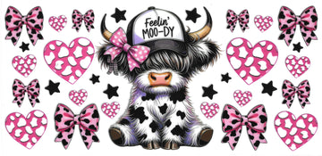 252 - Feelin' Moo-dy Highland Cow UV-DTF 16oz Cup Wrap