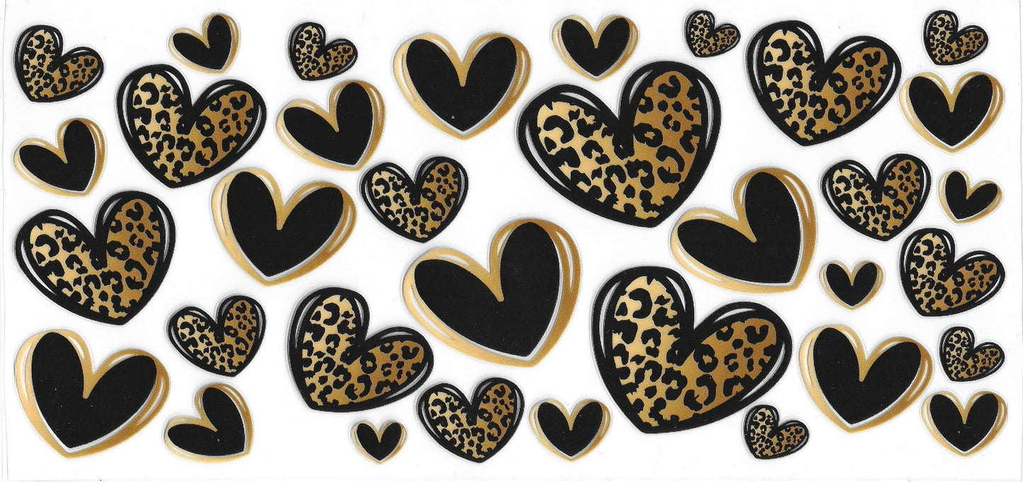 234 - Leopard hearts UV-DTF 16oz Cup Wrap