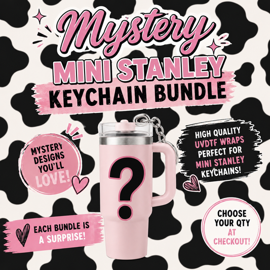 Mini Stanley Keychain Wrap Set: UV DTF Mystery Designs