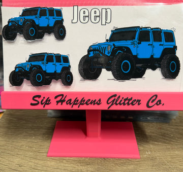 4178 - Blue Jeep UV-DTF 16oz Cup Wrap