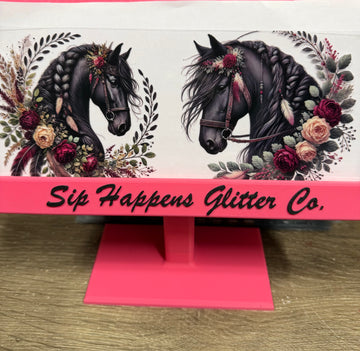 4136 - Black horses UV-DTF 16oz Cup Wrap
