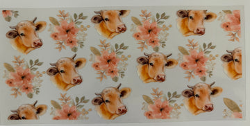 2814 - Floral cows UV-DTF 16oz Cup Wrap