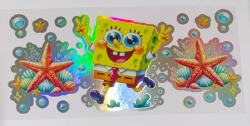 1703 - Spongebob holographic UV-DTF 16oz Cup Wrap