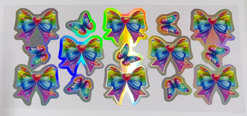 1702 - Rainbow bows holographic UV-DTF 16oz Cup Wrap