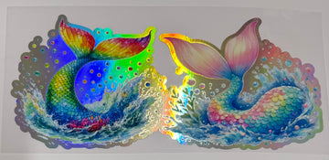 1698 - Mermaid tale holographic UV-DTF 16oz Cup Wrap