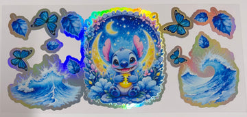 1693 - Stitch holographic UV-DTF 16oz Cup Wrap