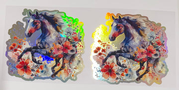1680 - Horses holographic UV-DTF 16oz Cup Wrap