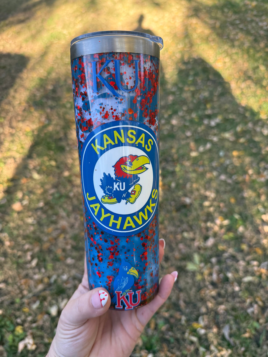 KU Jayhawks 20oz stainless steel tumbler