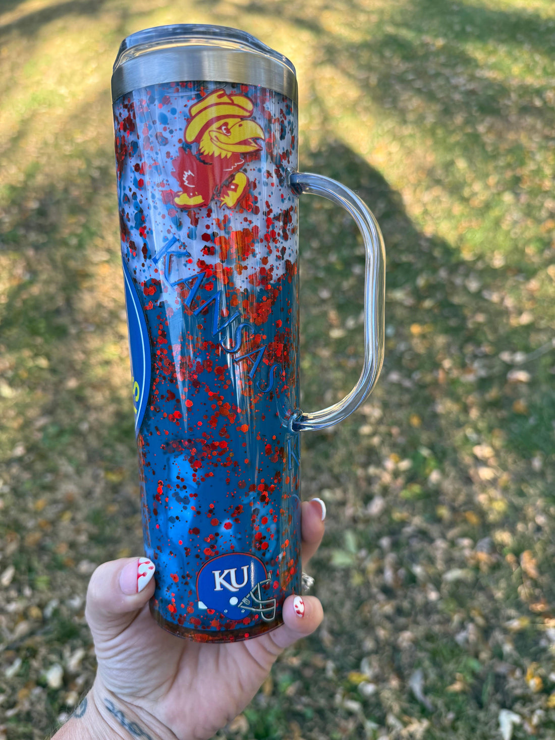 KU Jayhawks 20oz stainless steel tumbler