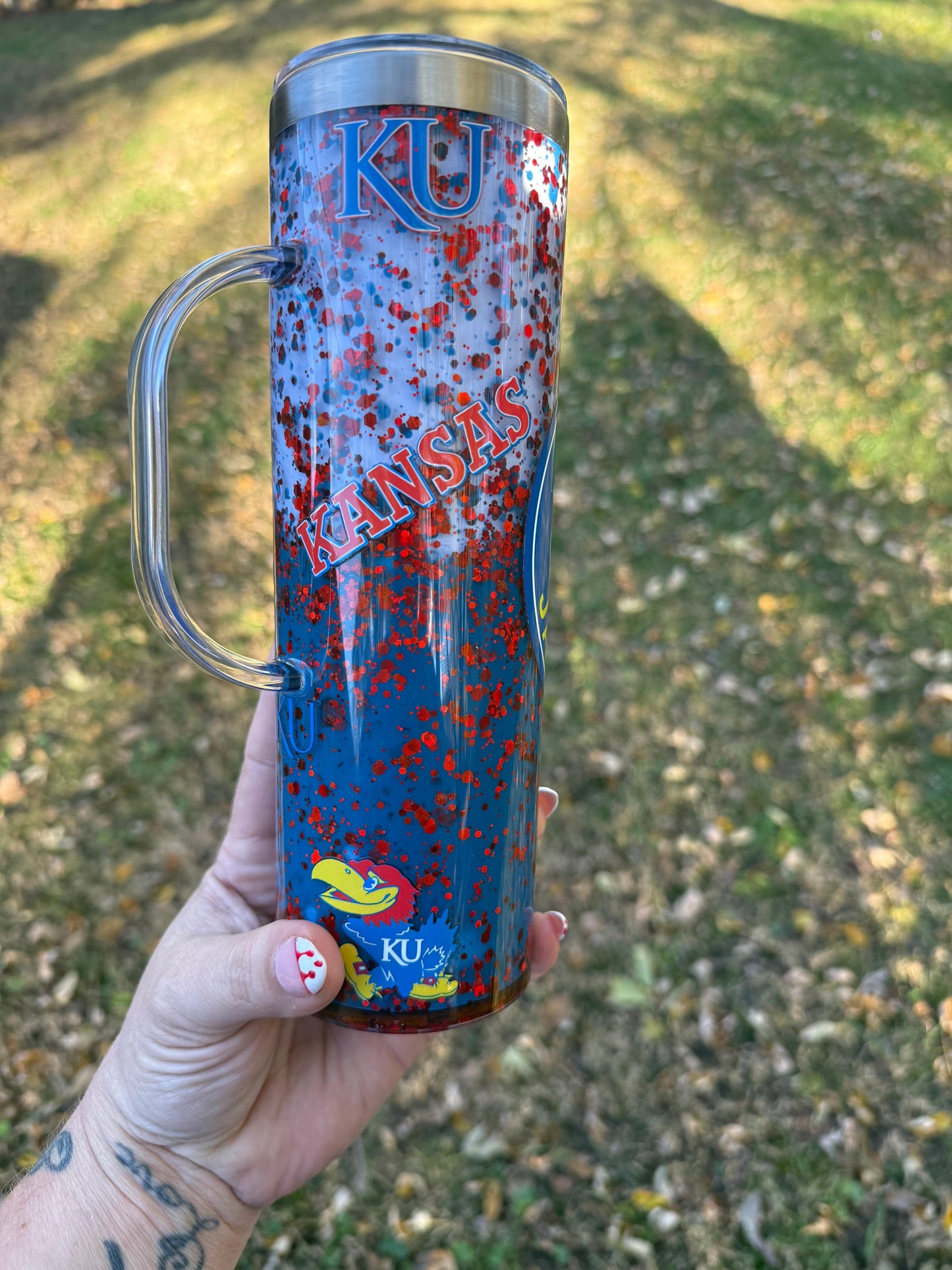 KU Jayhawks 20oz stainless steel tumbler