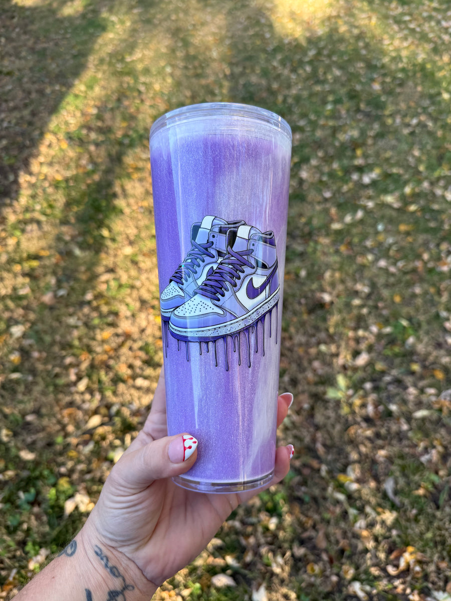 Purple Nike Shoe 24oz Paint filled SnowGlobe Cup