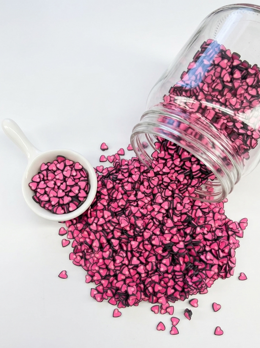 Pink Heart - Polymer Clay (Not Edible) 5mm 30g bag