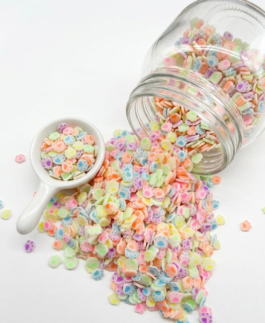 Glow in dark multi color paw - Polymer Clay (Not Edible) 5mm 30g bag
