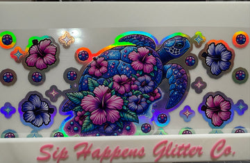 4268 - Sea turtle Holographic UV-DTF 16oz Cup Wrap