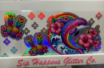 4265 - Dolphins Holographic UV-DTF 16oz Cup Wrap
