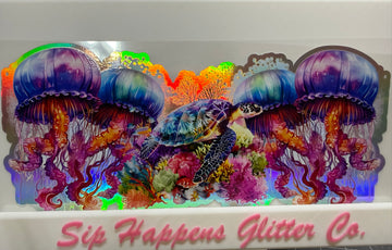 4263 - Sea turtle  Holographic UV-DTF 16oz Cup Wrap