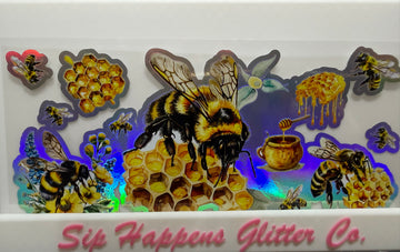 4260 - Honey bee  Holographic UV-DTF 16oz Cup Wrap