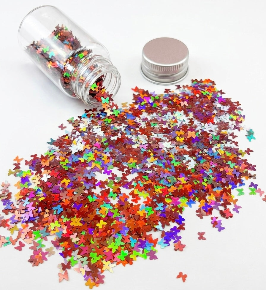 Pink Holographic Butterfly Shape Glitter