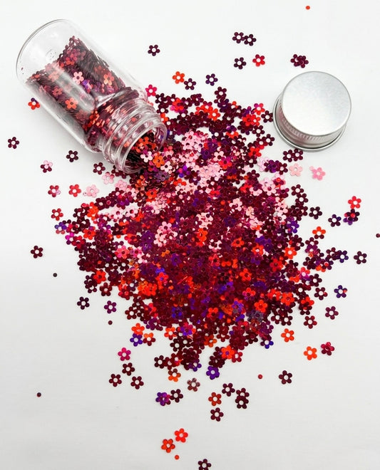 Pink Holographic Flower Shape Glitter