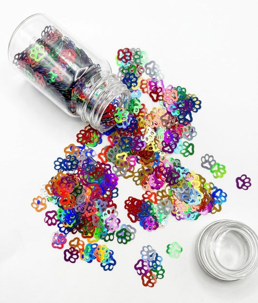Holographic Paw Prints Shape Glitter