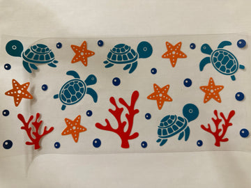 3600 - Sea turtle pattern UV-DTF 16oz Cup Wrap