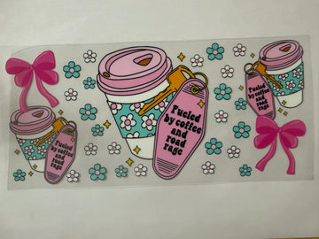 3589 - Fueled by coffee and road rage UV-DTF 16oz Cup Wrap