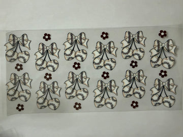 3503 - Baseball bows UV-DTF 16oz Cup Wrap