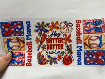 3781 - Hey batter batter swing UV-DTF 16oz Cup Wrap