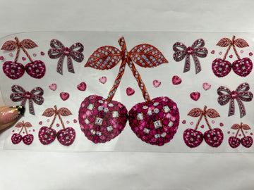 3753 - Diamond cherries UV-DTF 16oz Cup Wrap